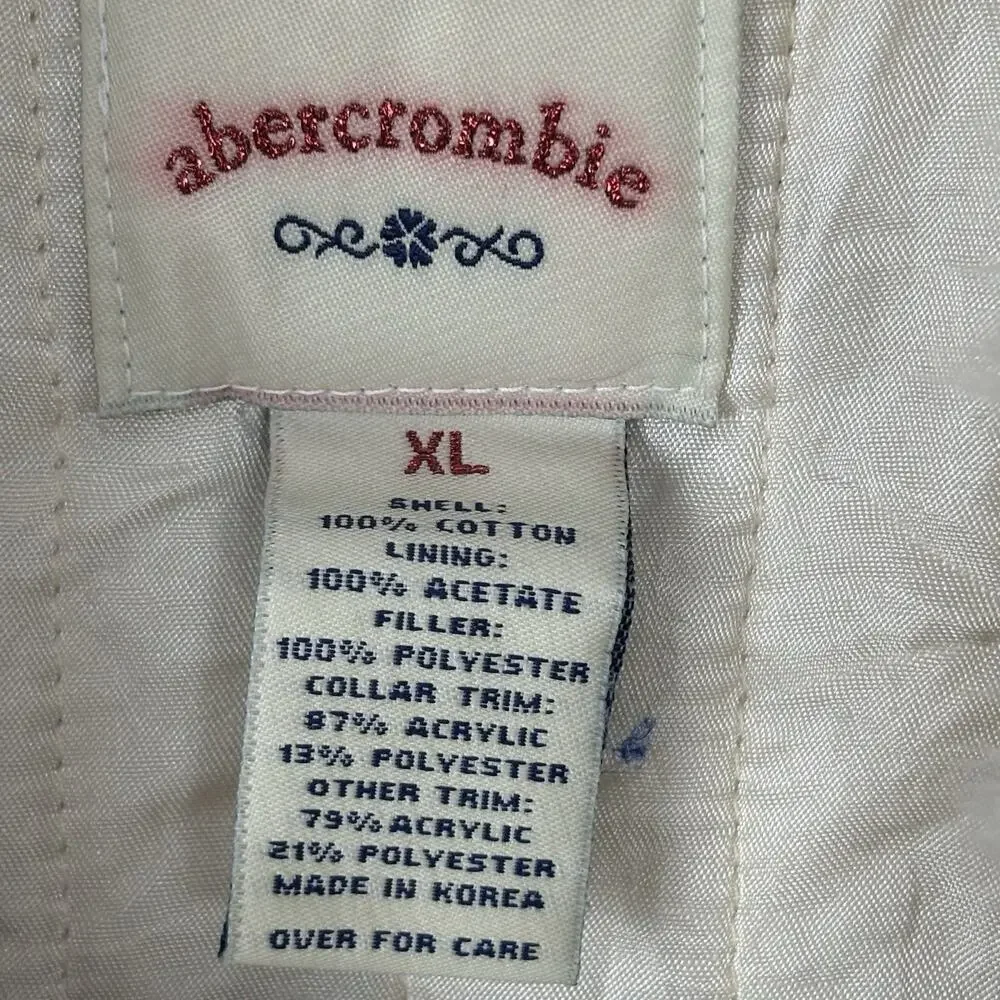 Vintage Y2K Abercrombie Girls Corduroy Jacket Sherpa Collar Lined Tan Size XL